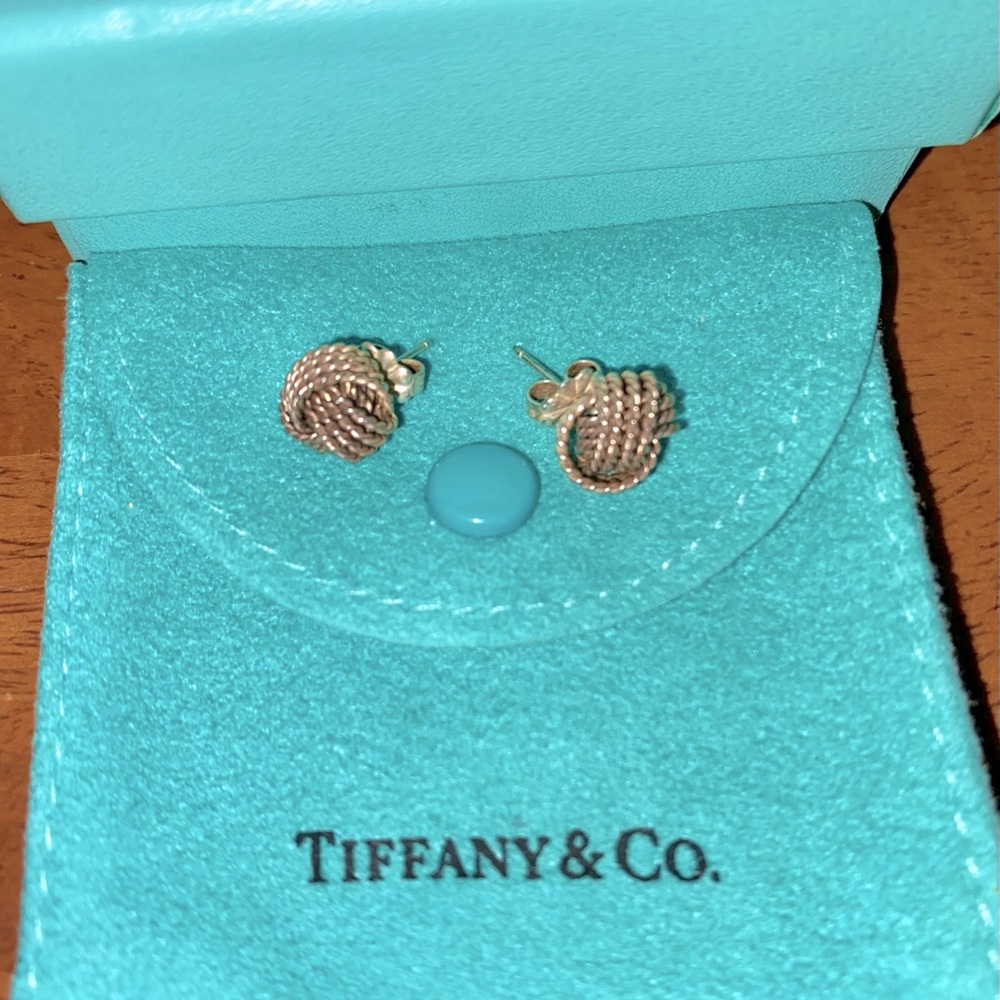 Tiffany & Co Authentic Sterling Silver Somerset Knot Earrings